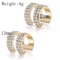 Fashion Gold Silver Color Copper Clip Jewelry White Cubic Zircon Eariings for Women